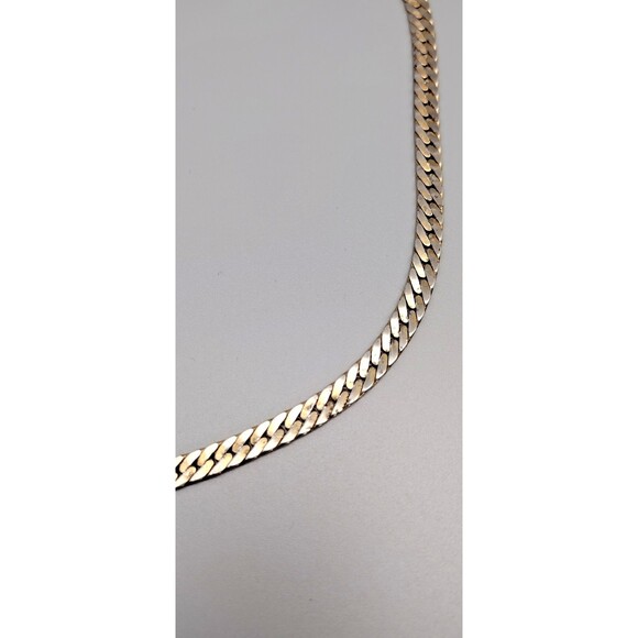 Vintage Signed Monet Necklace Herringbone Chain Link Gold Tone 15" Flat READ - Picture 2 of 6